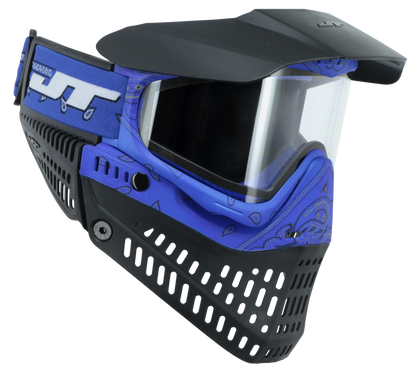 JT PROFLEX PAINTBALL MASK - BLUE BANDANA W/CLEAR LENS
