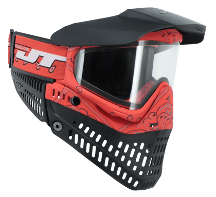 JT PROFLEX PAINTBALL MASK - RED BANDANA W/CLEAR LENS