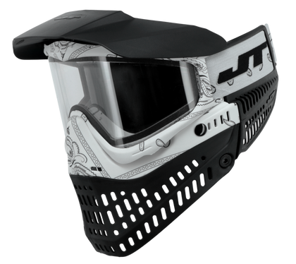 JT PROFLEX PAINTBALL MASK - WHITE BANDANA W/CLEAR LENS & SMOKE LENS