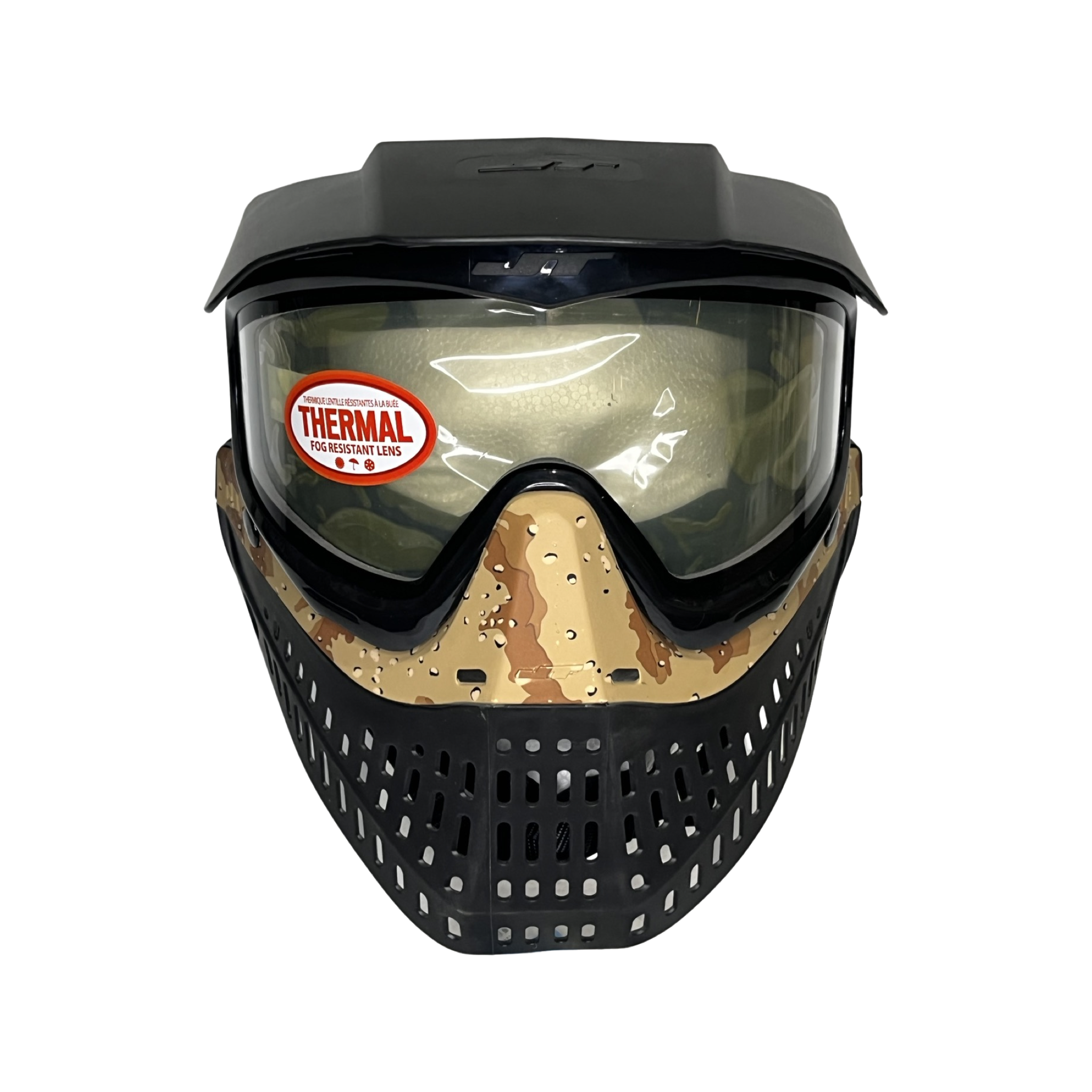 JT PROFLEX PAINTBALL MASK - BLACK / COOKIE DOUGH W/ CLEAR LENS