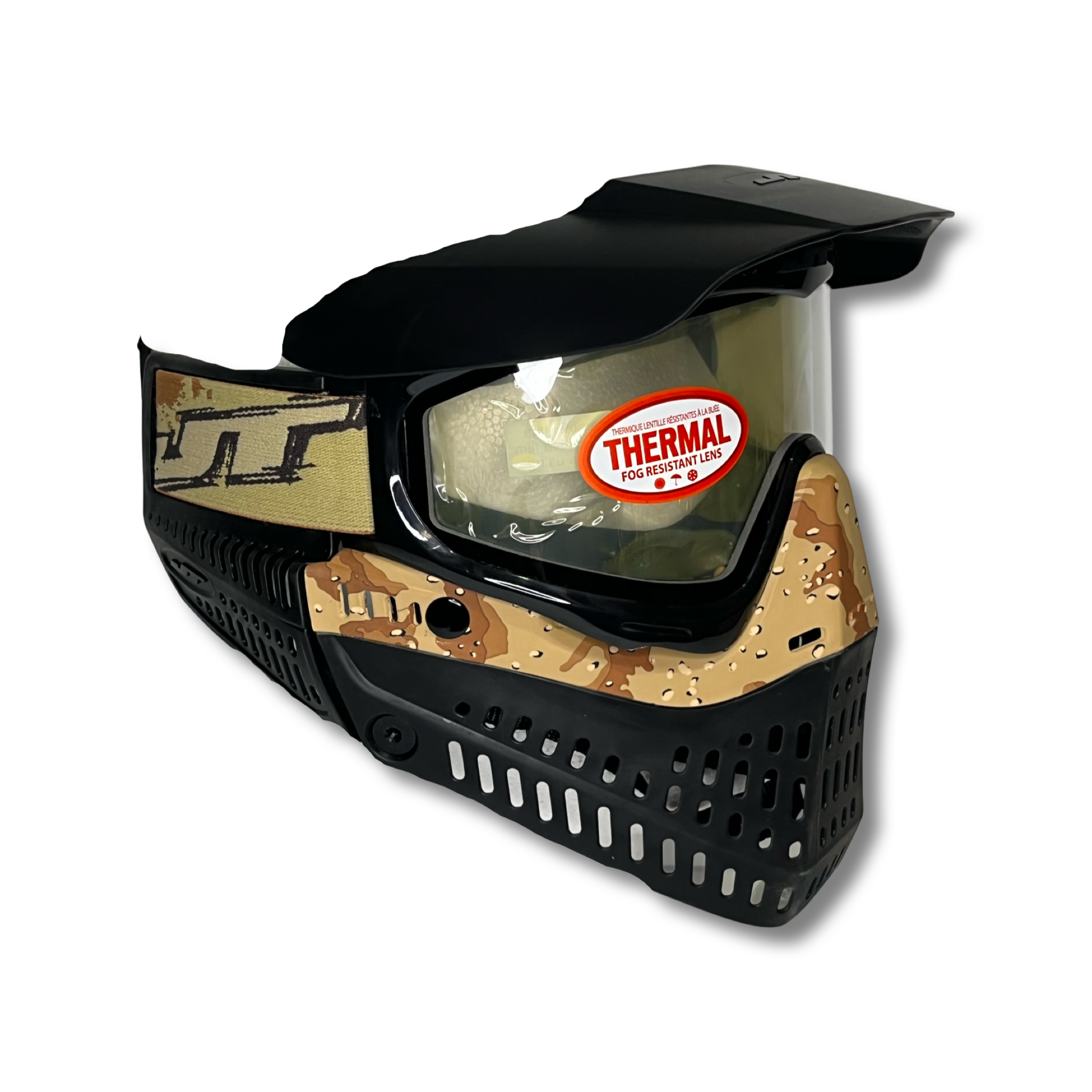 JT PROFLEX PAINTBALL MASK - BLACK / COOKIE DOUGH W/ CLEAR